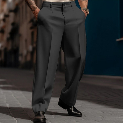 Pantaloni da uomo casual a gamba larga con pieghe – Vestibilità elegante, comodi e dal look versatile 🔷