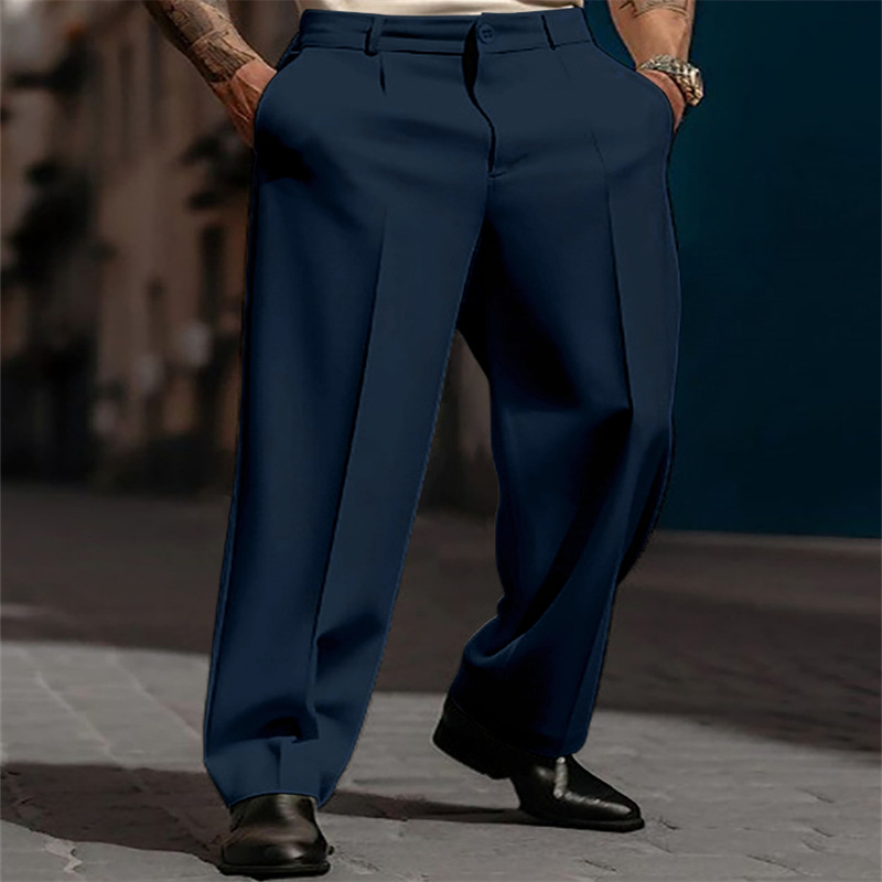 Pantaloni da uomo casual a gamba larga con pieghe – Vestibilità elegante, comodi e dal look versatile 🔷