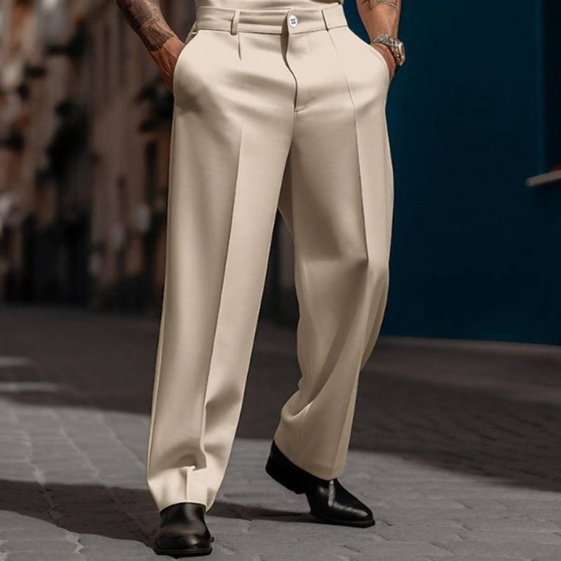 Pantaloni da uomo casual a gamba larga con pieghe – Vestibilità elegante, comodi e dal look versatile 🔷